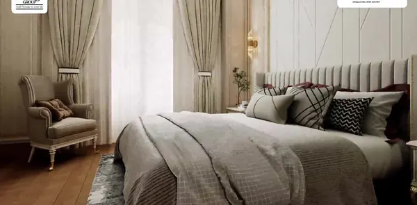 Master bedroom with central park view at The Prestige City