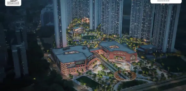 Night aerial view of The Prestige City Ghaziabad township